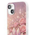iPhone Case Lemurian Rose Crystal Garden — Sparkling Pastel Floral iPhone Cover