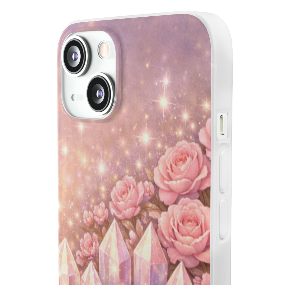 iPhone Case Lemurian Rose Crystal Garden — Sparkling Pastel Floral iPhone Cover