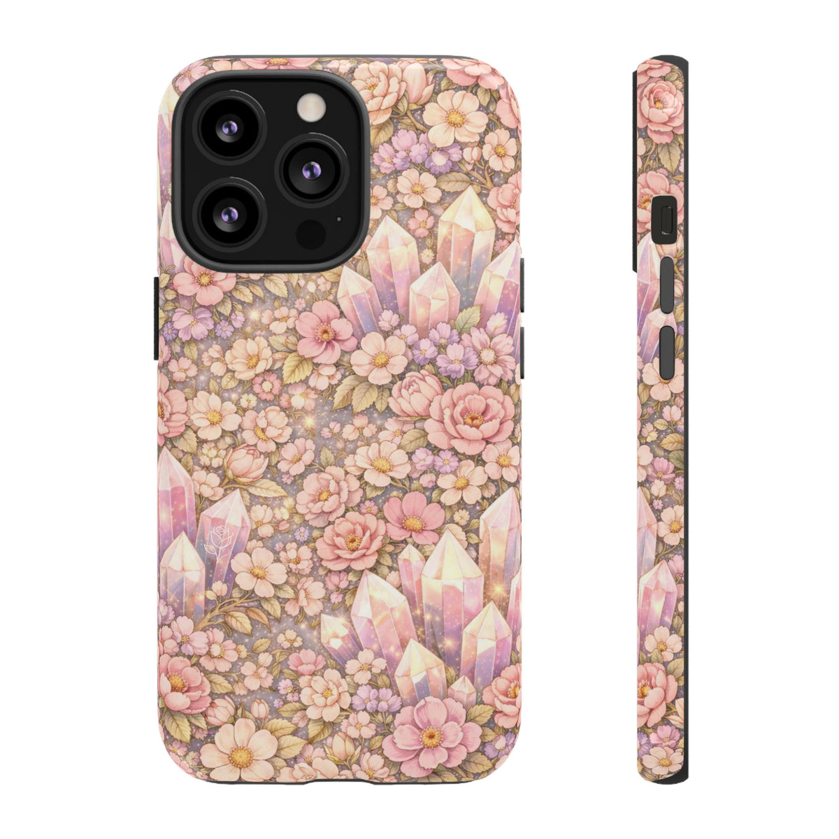 iPhone Case — Angelic Crystal Garden Phone Case — Pink Floral Quartz Protective Cover