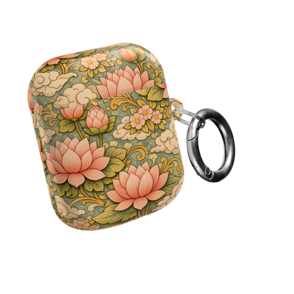 Bodhisattva Kwan Yin's Lotus AirPod Case — Vintage Botanical Pattern Protective Cover