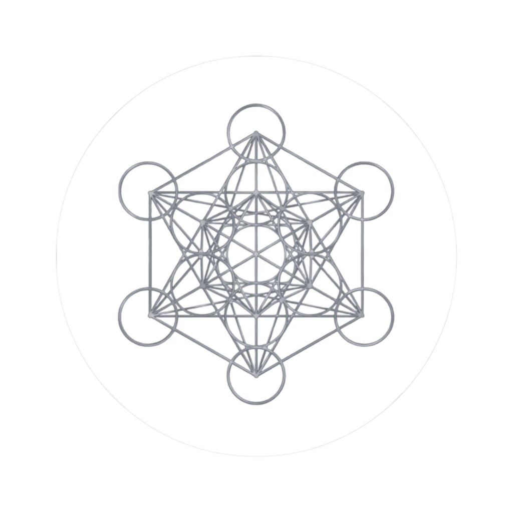 Silver Metatron's Cube Kiss-Cut Sticker — Sacred Geometry Decal