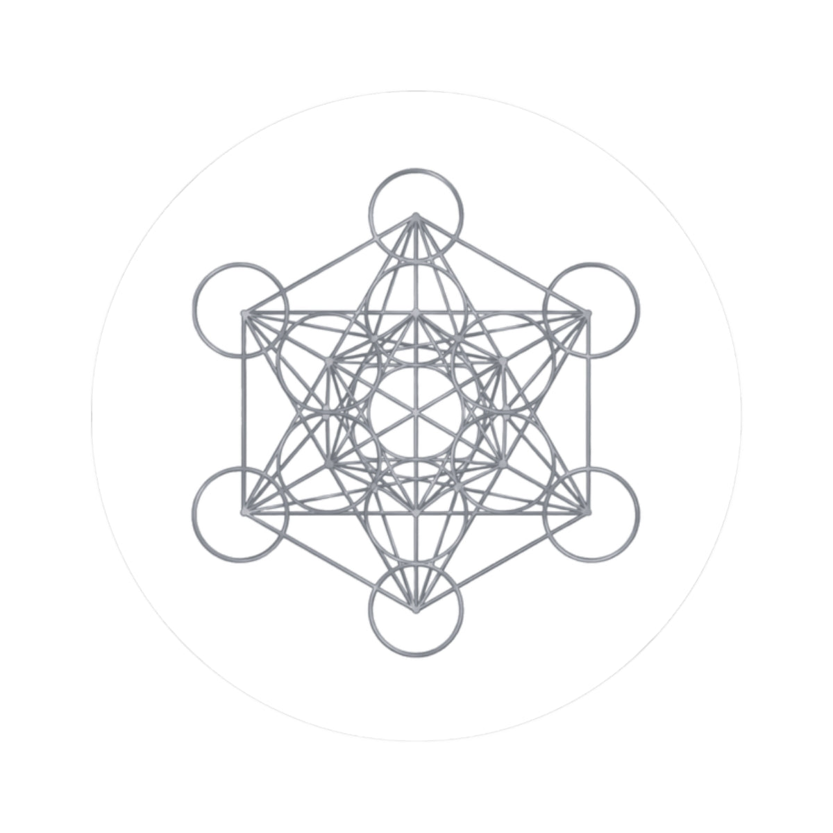 Silver Metatron's Cube Kiss-Cut Sticker — Sacred Geometry Decal