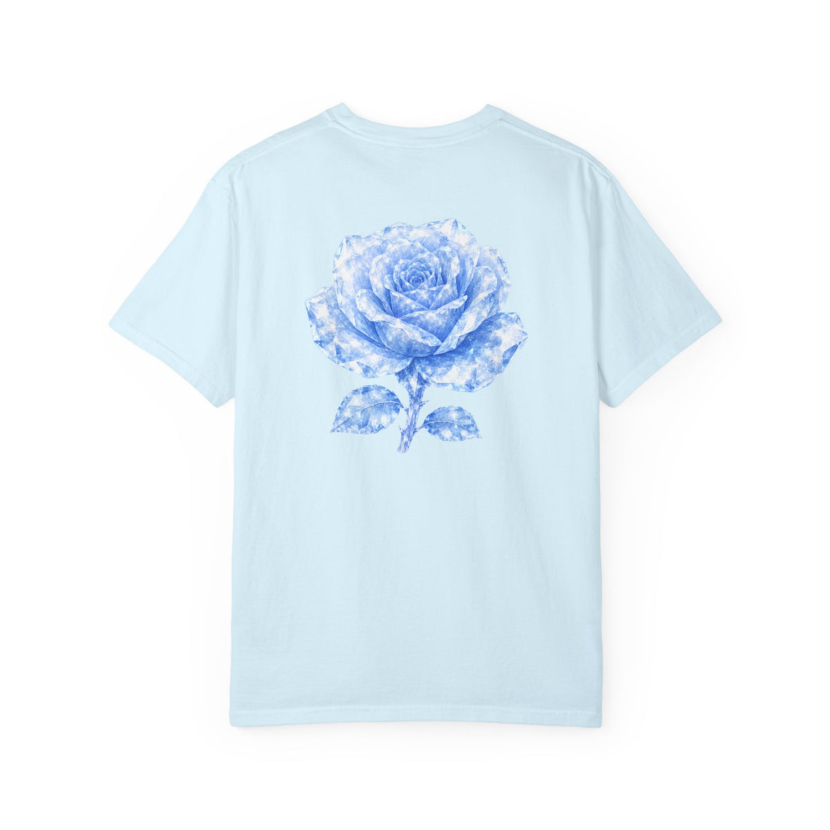 Celestite Rose Crystal Graphic T-Shirt — Chest & Back Floral Print
