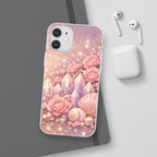 iPhone Case Lemurian Rose Crystal Garden — Sparkling Pastel Floral iPhone Cover