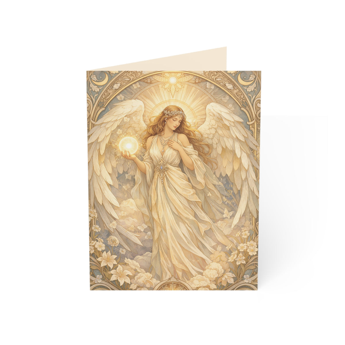 Birthday Angel Sitael Greeting Cards — Ethereal Angel Floral Blank Note Cards (Single or Pack of 10/30/50)
