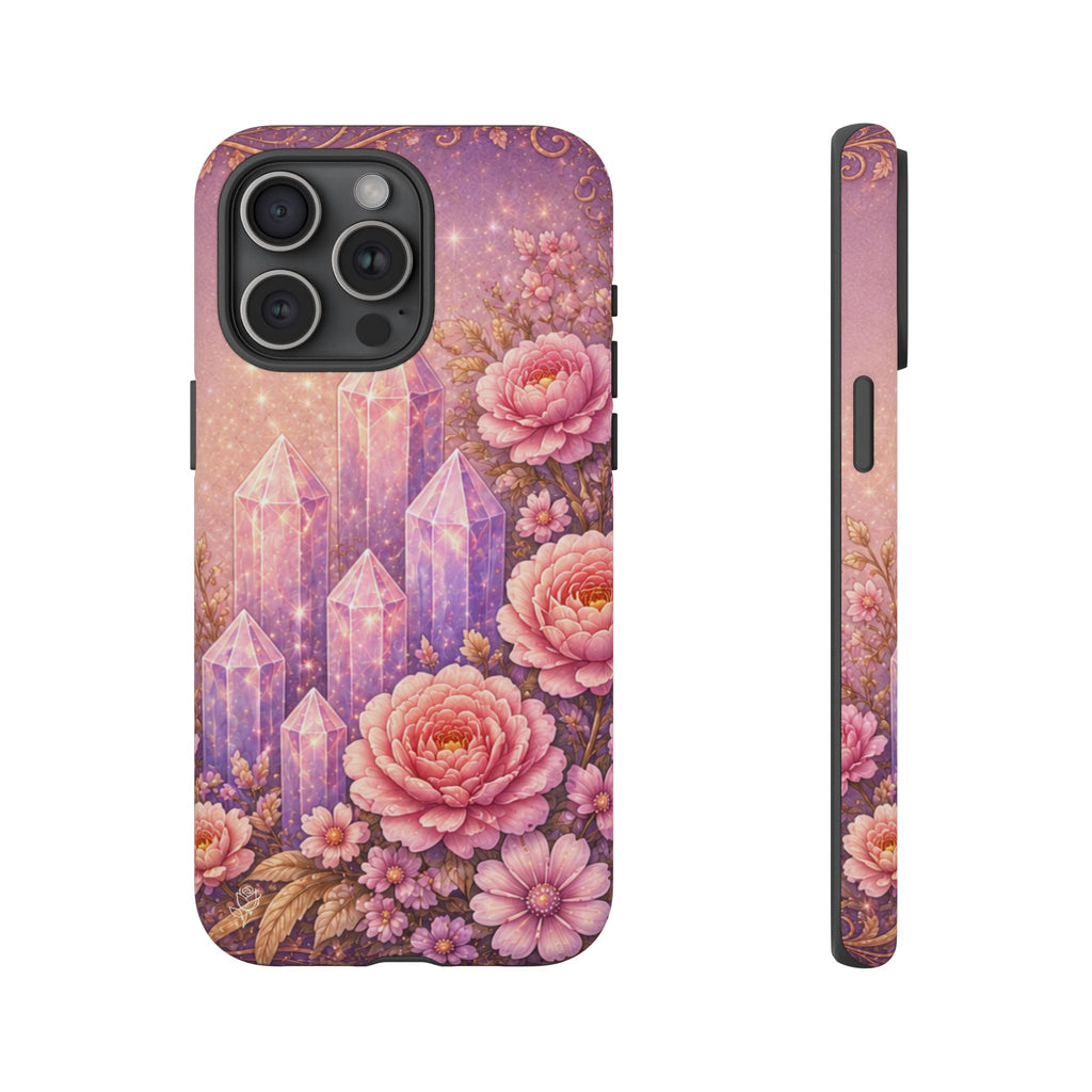 Lilac Quartz Garden Phone Case — Pink Floral Gemstone iPhone Cover