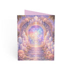 Lemurian Crystal Portal Greeting Card — Ethereal Crystal Stairway Blank Note (1/10/30/50 pcs)