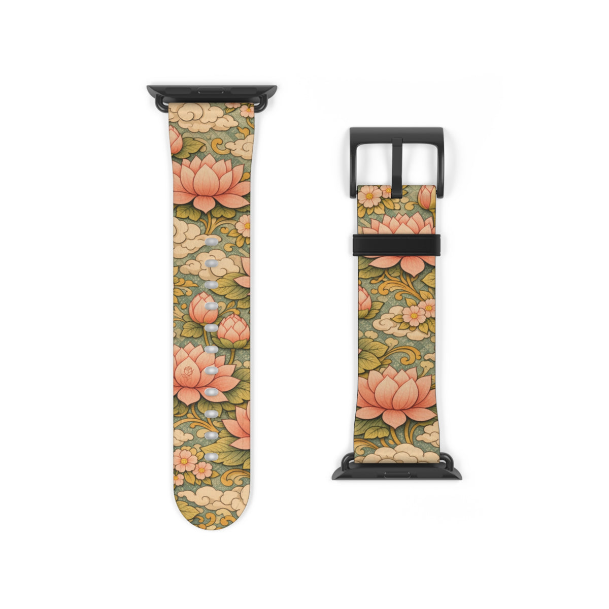 Bodhisattva Kuan Yin's Lotus Garden iWatch Band — Kwan Yin (Chenrezig) Vintage Lotus Pattern Strap for Apple Watch