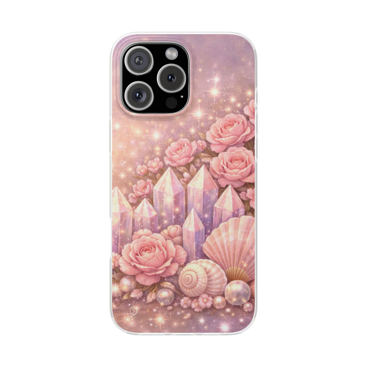 iPhone Case Lemurian Rose Crystal Garden — Sparkling Pastel Floral iPhone Cover