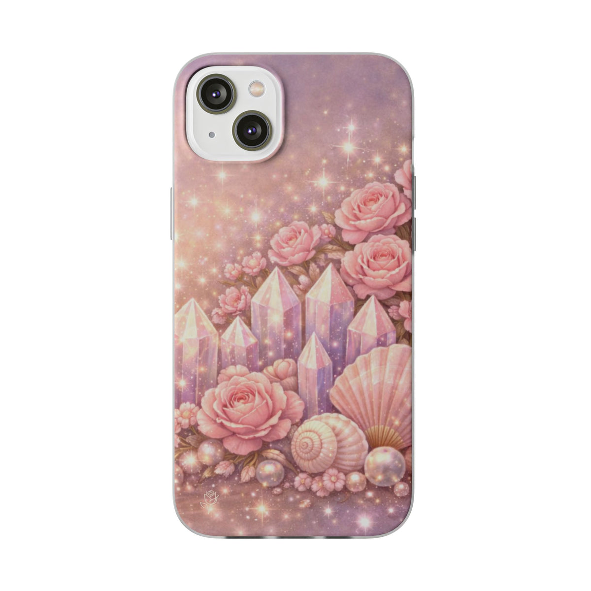 iPhone Case Lemurian Rose Crystal Garden — Sparkling Pastel Floral iPhone Cover