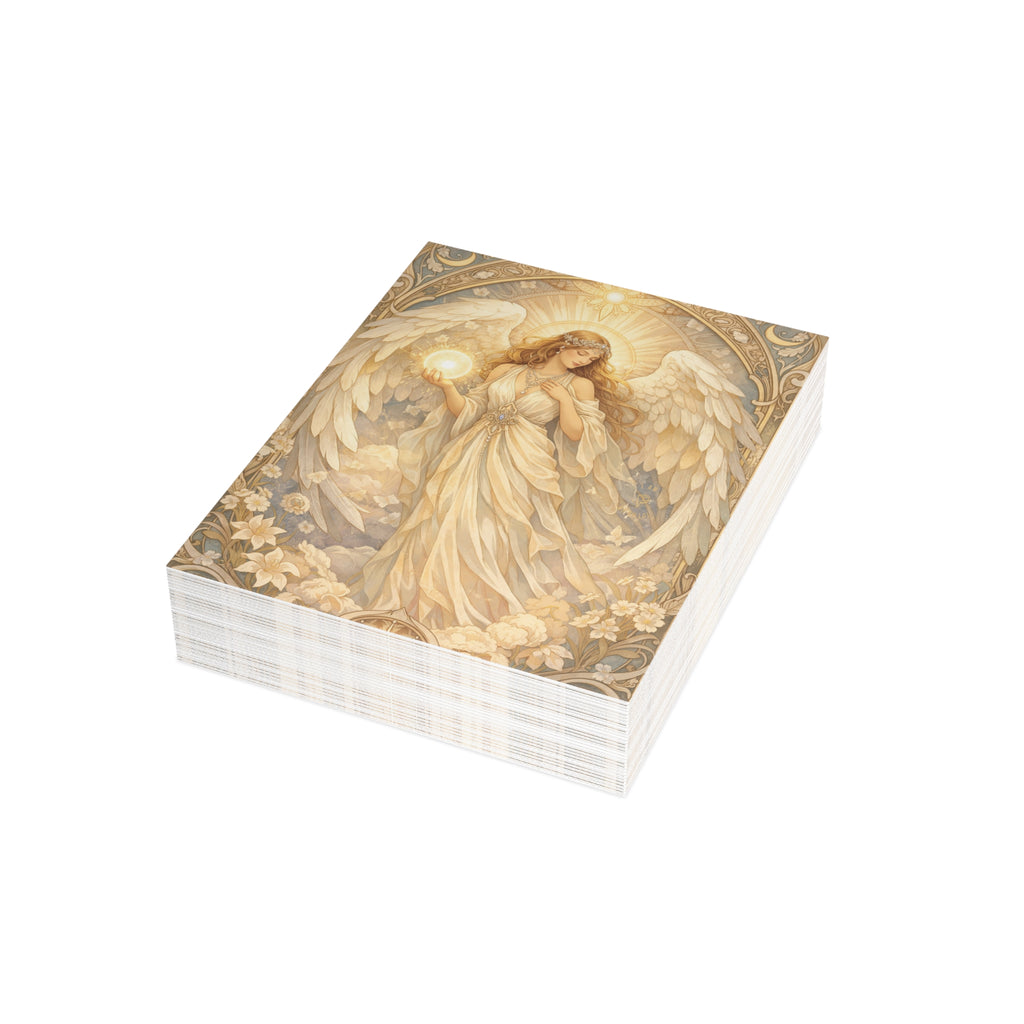 Birthday Angel Sitael Greeting Cards — Ethereal Angel Floral Blank Note Cards (Single or Pack of 10/30/50)