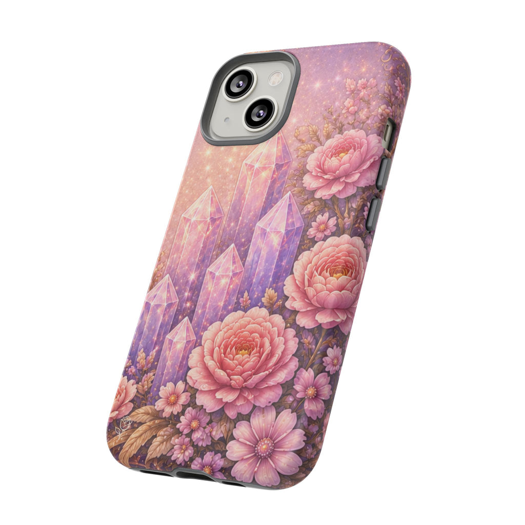 Lilac Quartz Garden Phone Case — Pink Floral Gemstone iPhone Cover