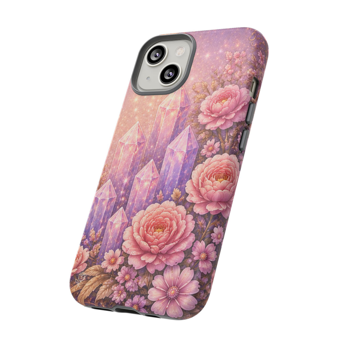 Lilac Quartz Garden Phone Case — Pink Floral Gemstone iPhone Cover