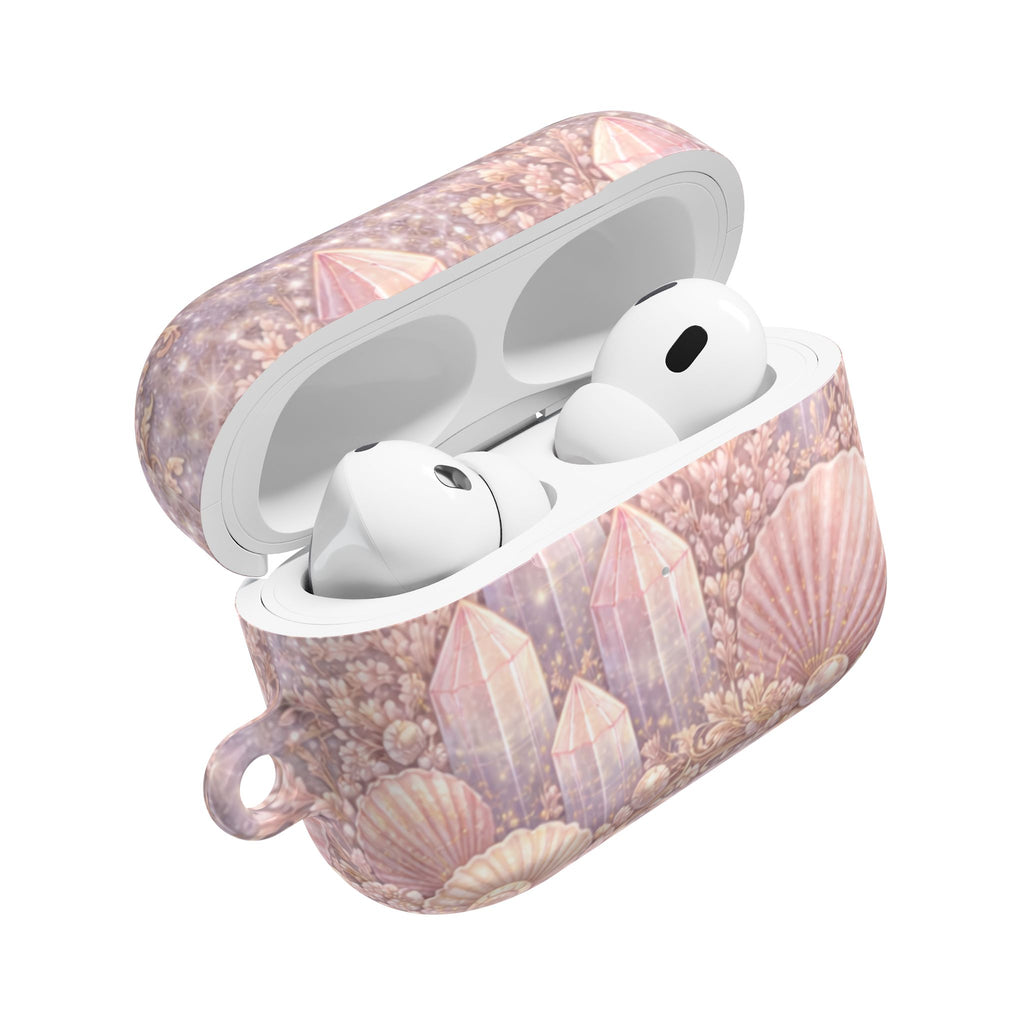 Lemurian Mermaid Crystal Garden AirPod Case — Pastel Seashell Protective Cover for AirPod
