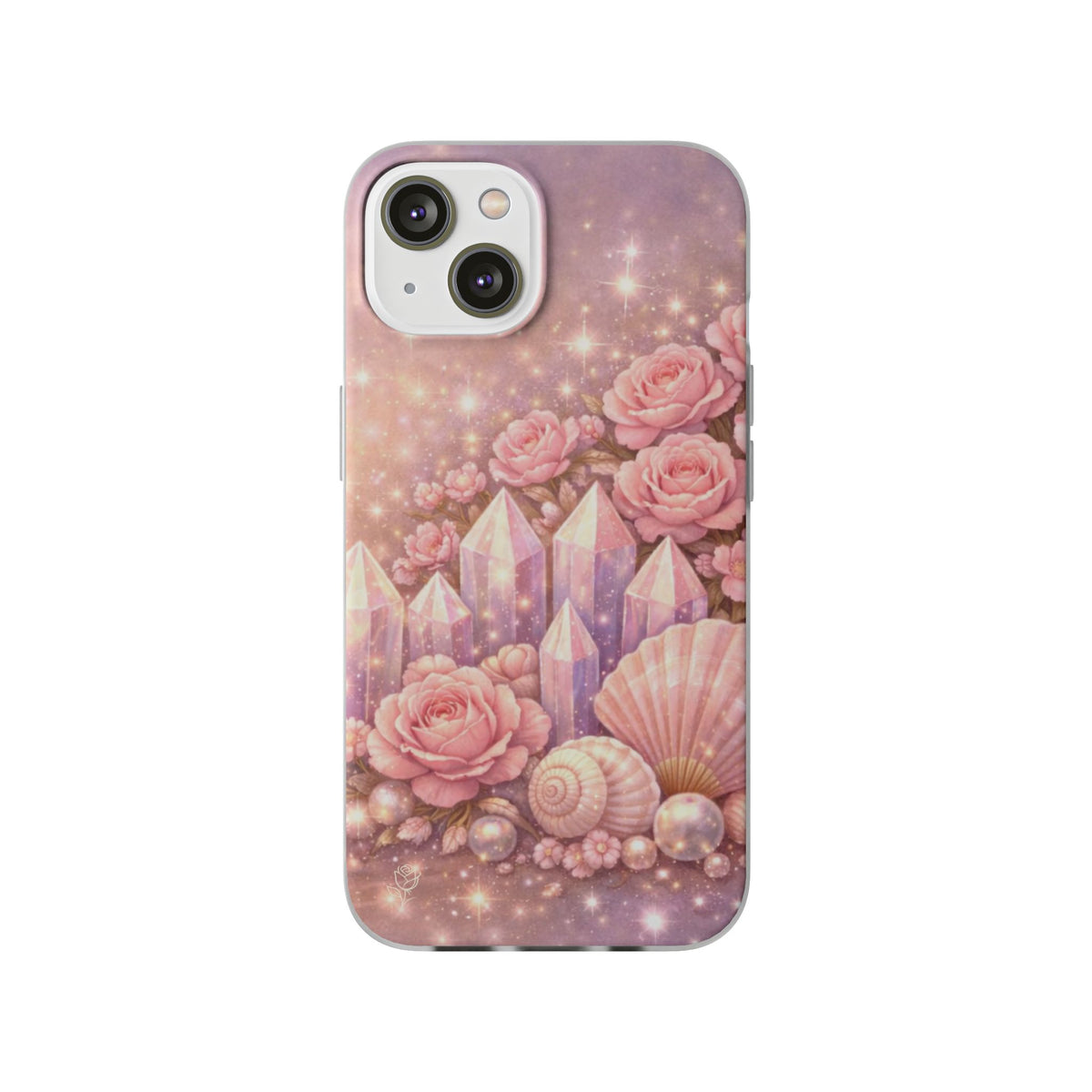 iPhone Case Lemurian Rose Crystal Garden — Sparkling Pastel Floral iPhone Cover