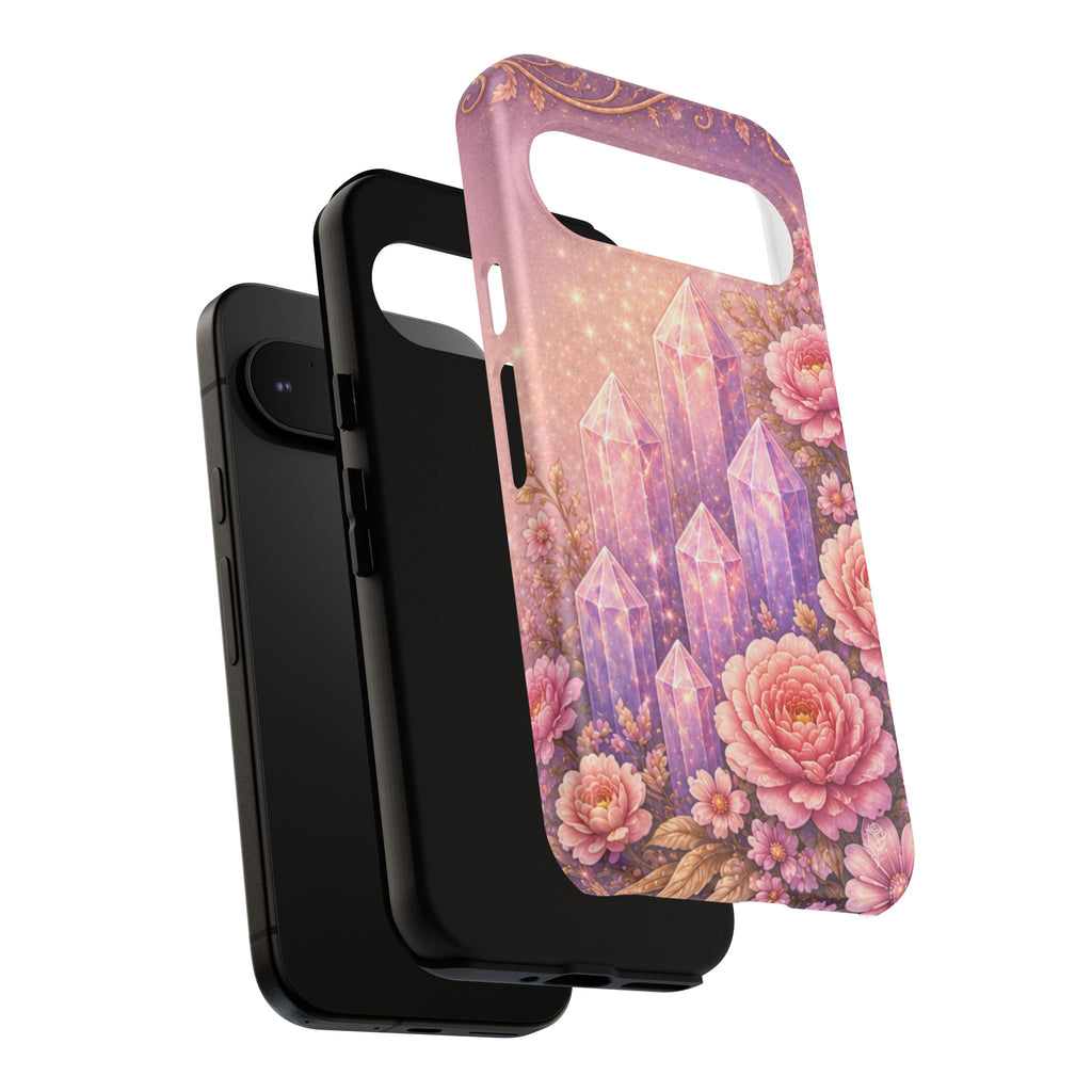 Google Pixel Lilac Quartz Garden Phone Case — Pink Floral Crystal Phone Cover