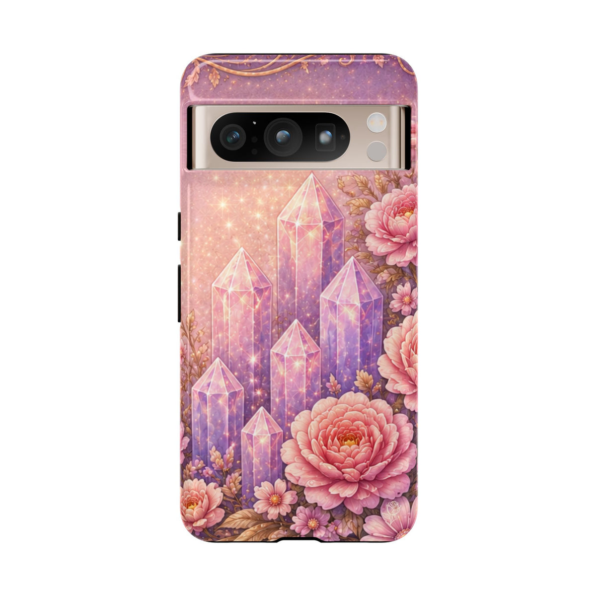 Google Pixel Lilac Quartz Garden Phone Case — Pink Floral Crystal Phone Cover