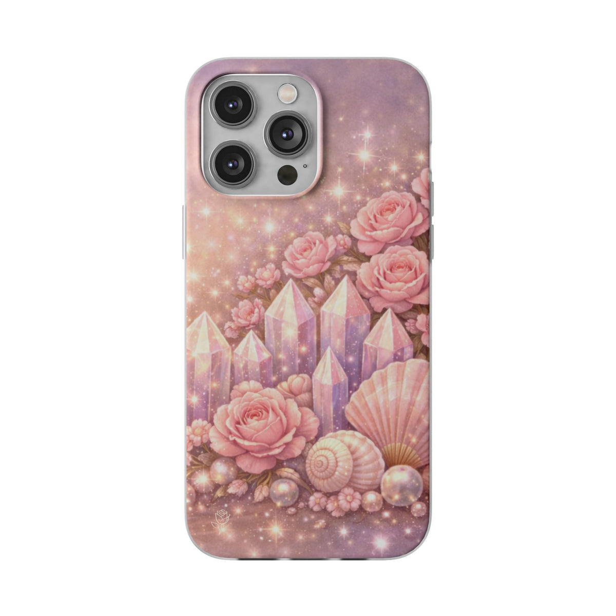 iPhone Case Lemurian Rose Crystal Garden — Sparkling Pastel Floral iPhone Cover