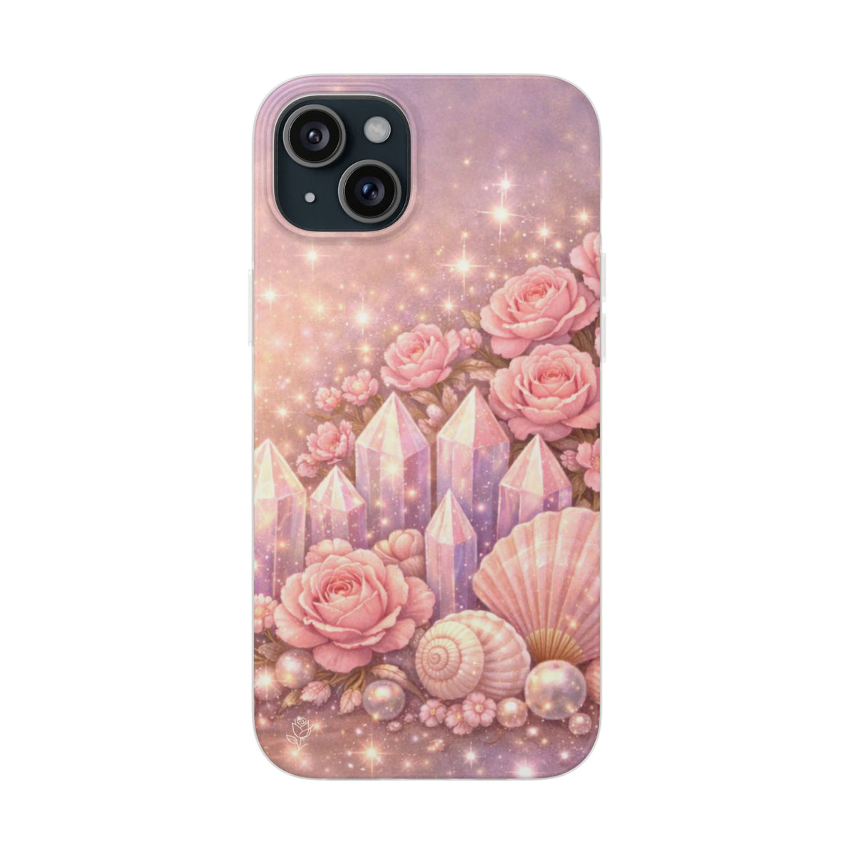 iPhone Case Lemurian Rose Crystal Garden — Sparkling Pastel Floral iPhone Cover