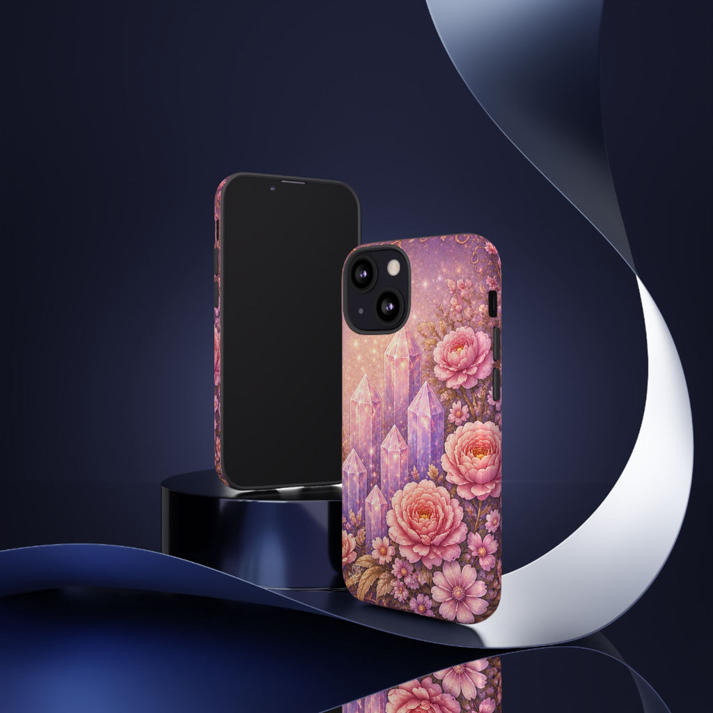 Lilac Quartz Garden Phone Case — Pink Floral Gemstone iPhone Cover