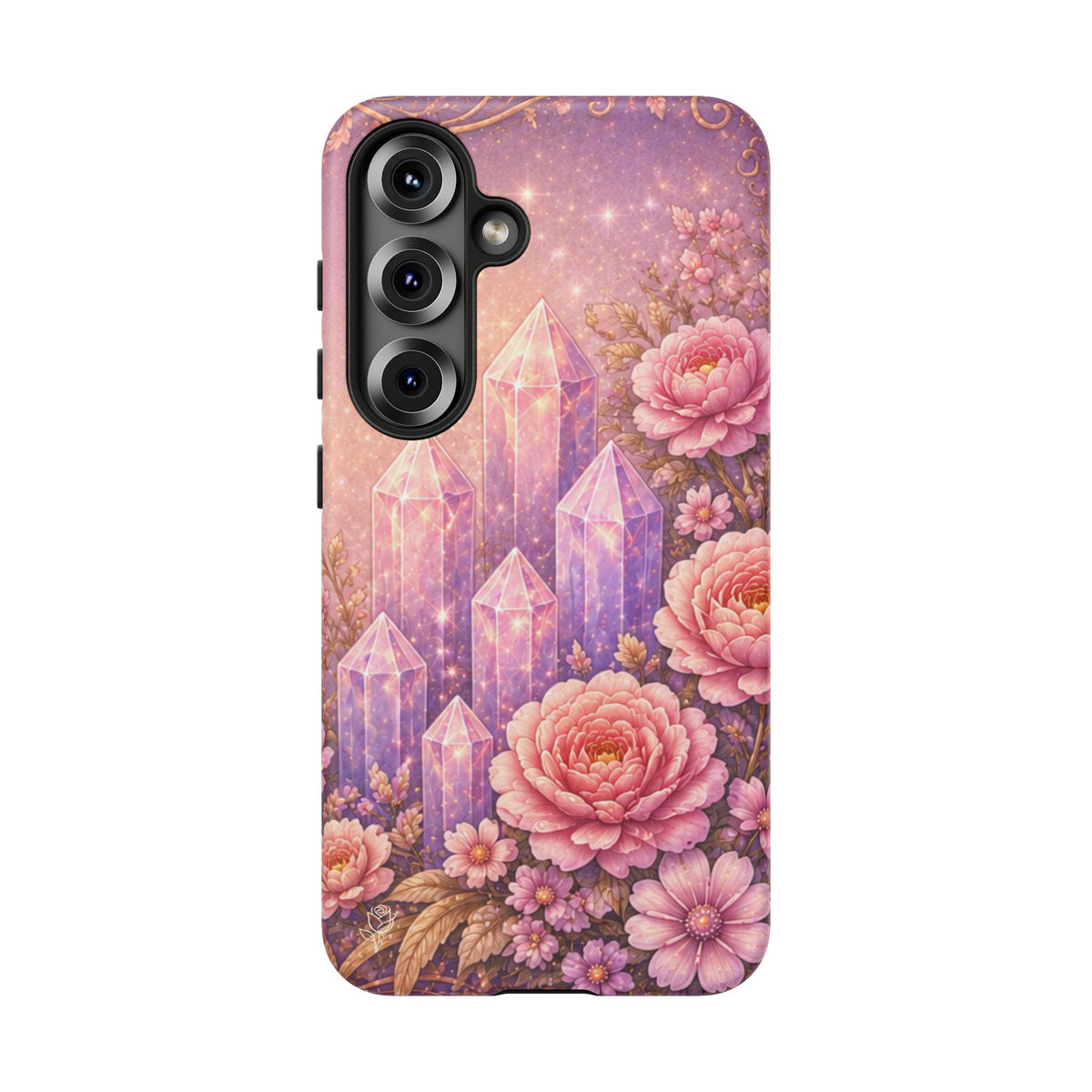 Samsung Galaxy Crystal Garden Phone Case — Pink Floral Crystal Phone Cover