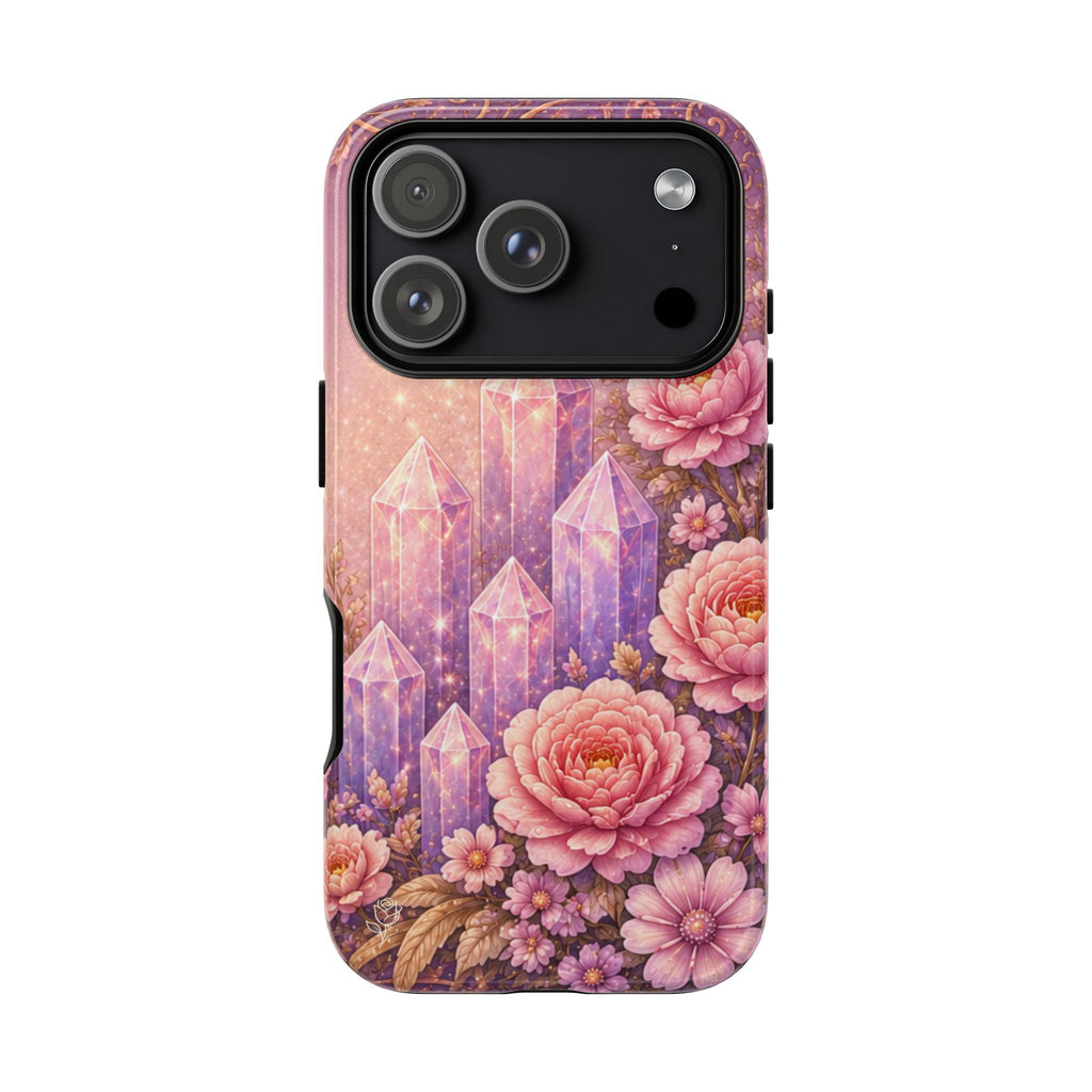Lilac Quartz Garden Phone Case — Pink Floral Gemstone iPhone Cover