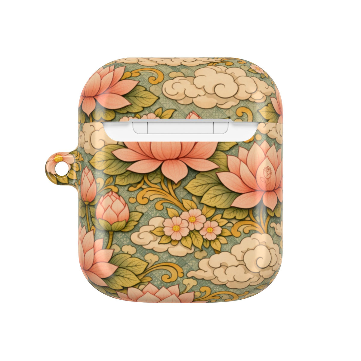 Bodhisattva Kwan Yin's Lotus AirPod Case — Vintage Botanical Pattern Protective Cover