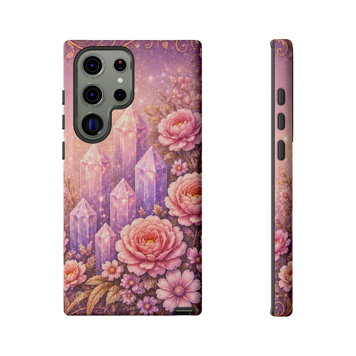 Samsung Galaxy Crystal Garden Phone Case — Pink Floral Crystal Phone Cover