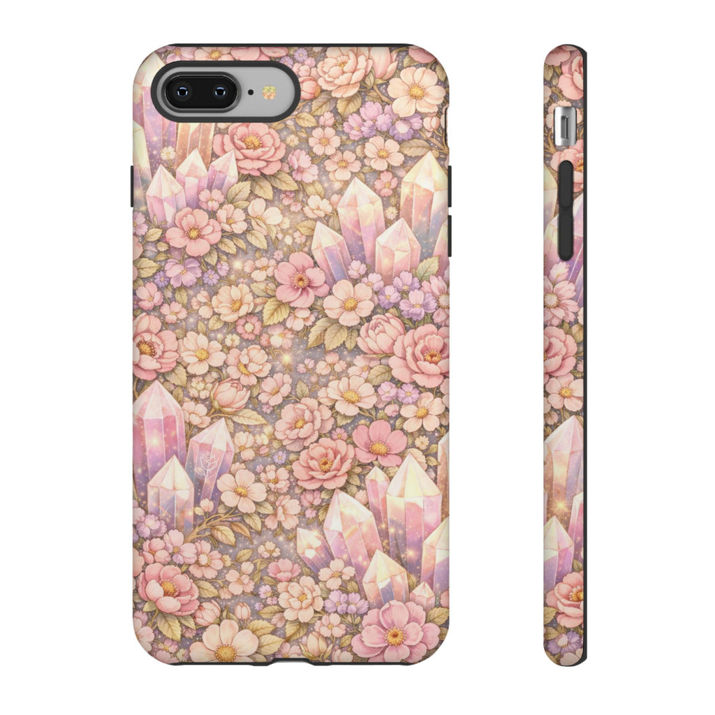 iPhone Case — Angelic Crystal Garden Phone Case — Pink Floral Quartz Protective Cover