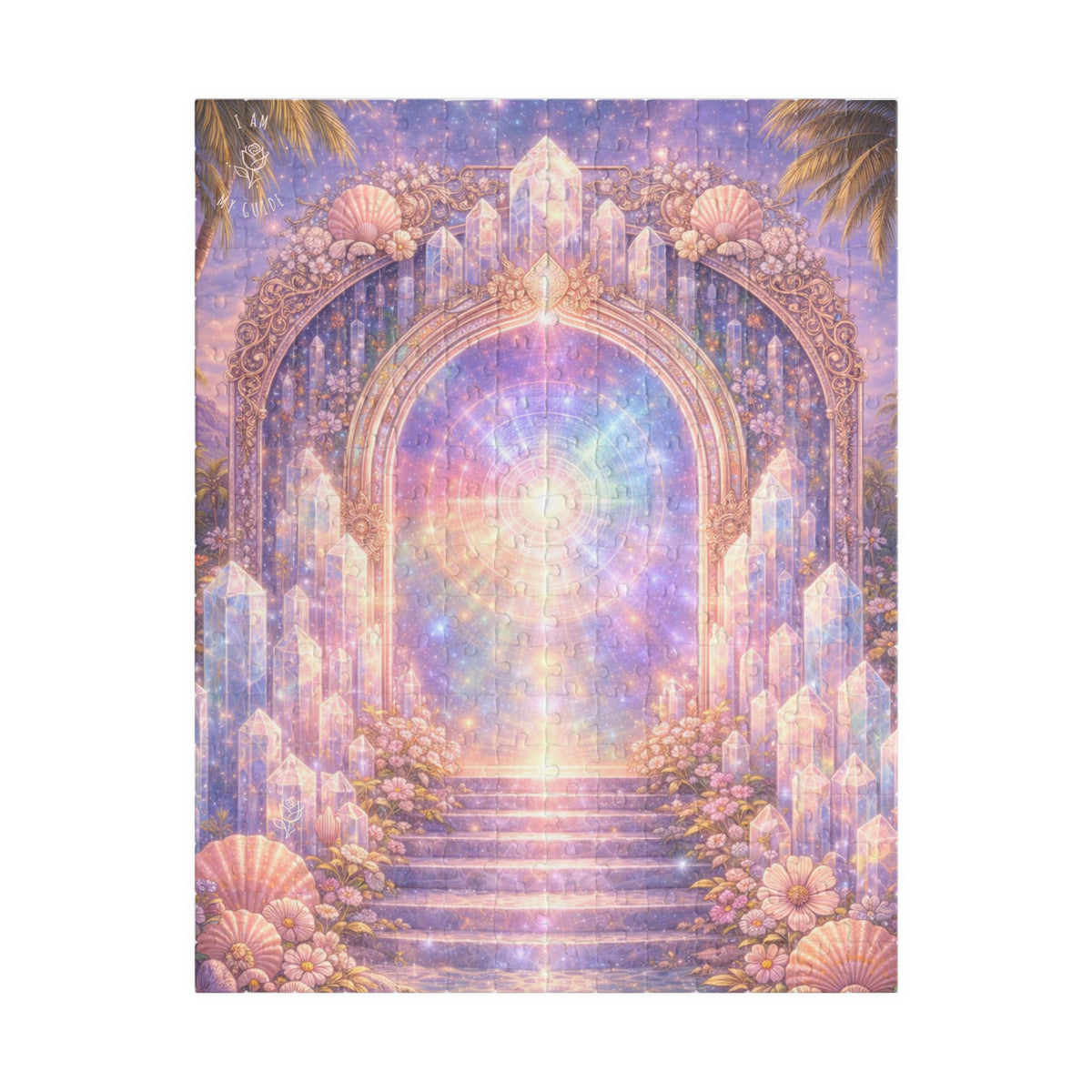 Lemurian Crystal Portal Jigsaw Puzzle — Ethereal Stairway to Light (110/252/520 pcs)
