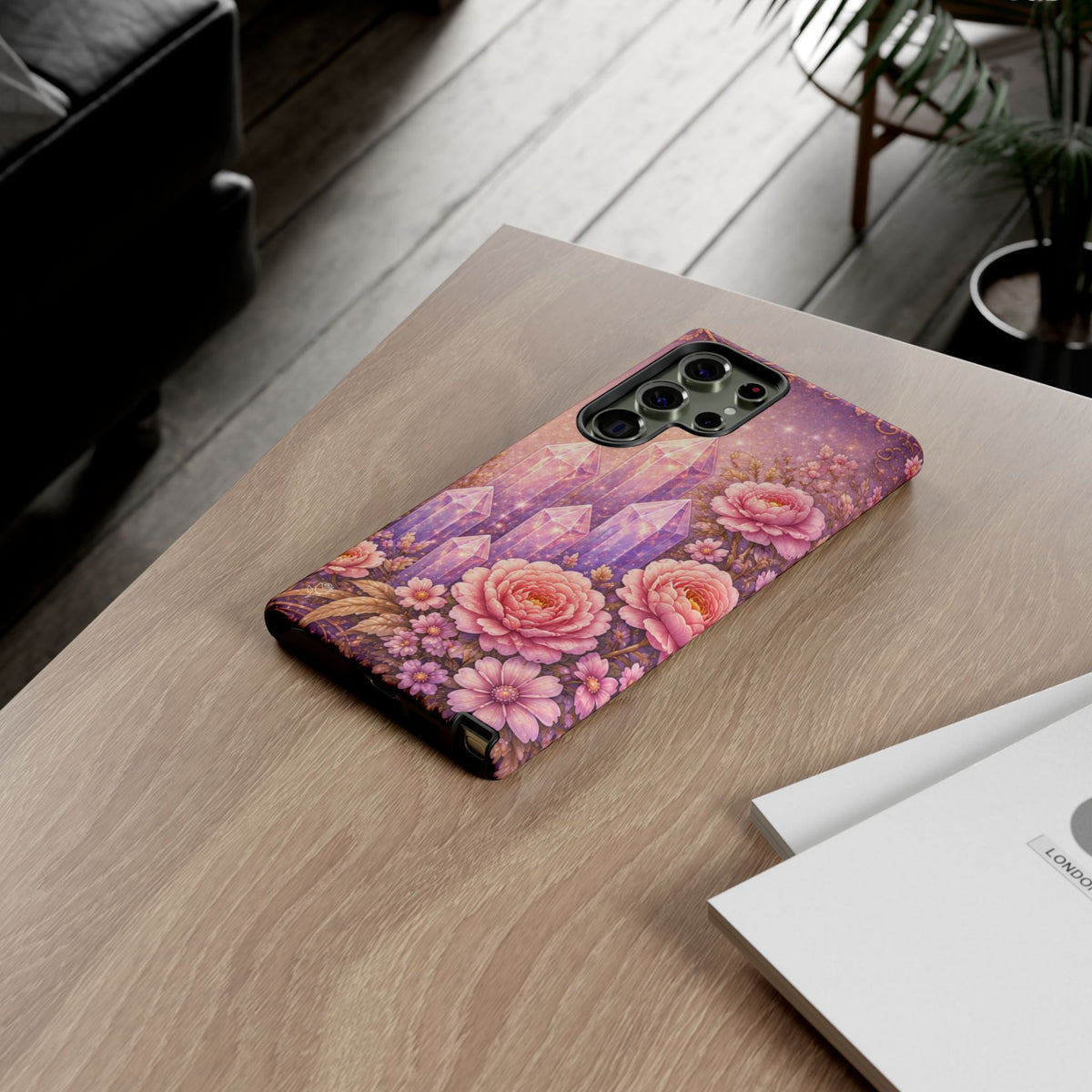 Samsung Galaxy Crystal Garden Phone Case — Pink Floral Crystal Phone Cover