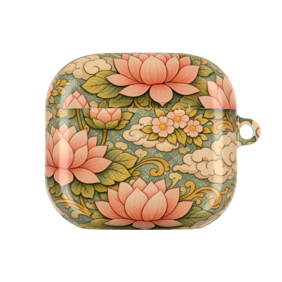 Bodhisattva Kwan Yin's Lotus AirPod Case — Vintage Botanical Pattern Protective Cover