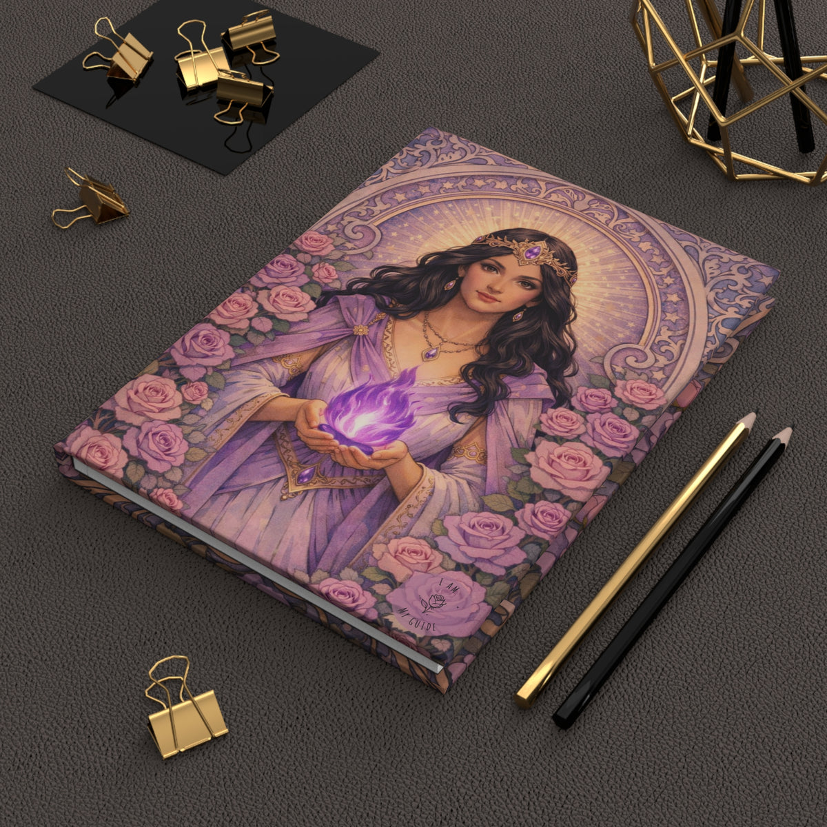 Master Portia Mystic Rose Violet Flame Hardcover Journal (Lined Pages)
