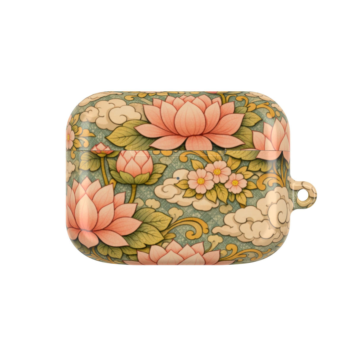Bodhisattva Kwan Yin's Lotus AirPod Case — Vintage Botanical Pattern Protective Cover