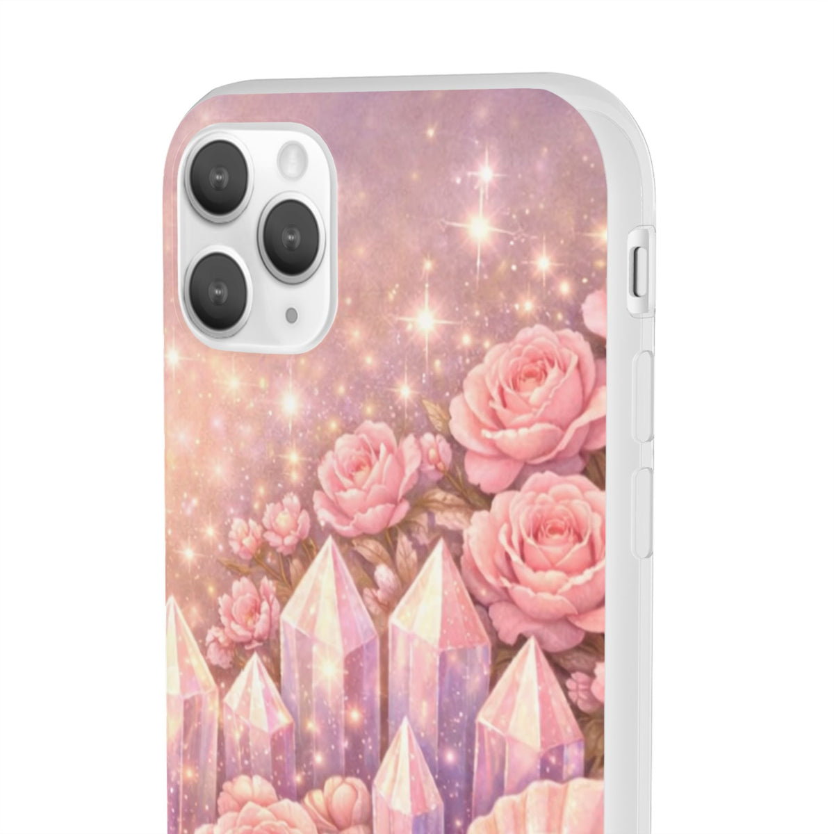 iPhone Case Lemurian Rose Crystal Garden — Sparkling Pastel Floral iPhone Cover