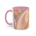 Archangel Glory (Shekinah) Art Ceramic Mug — Feminine Presence of Metatron – Pink Interior & Handle, Floral Archangel Illustration (11oz & 15oz)