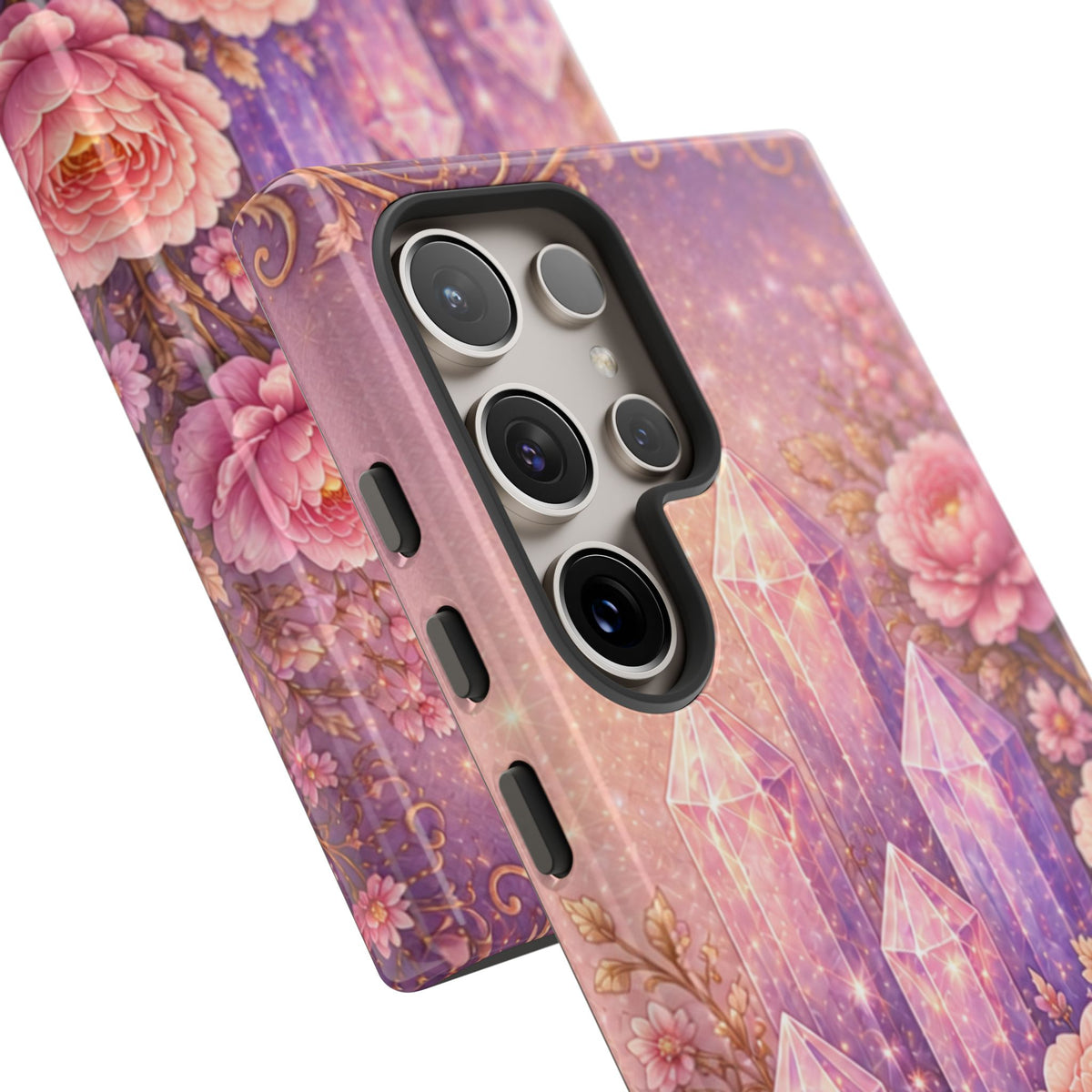 Samsung Galaxy Crystal Garden Phone Case — Pink Floral Crystal Phone Cover