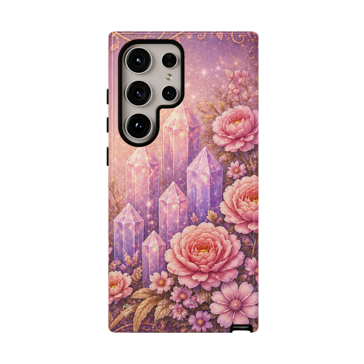 Samsung Galaxy Crystal Garden Phone Case — Pink Floral Crystal Phone Cover