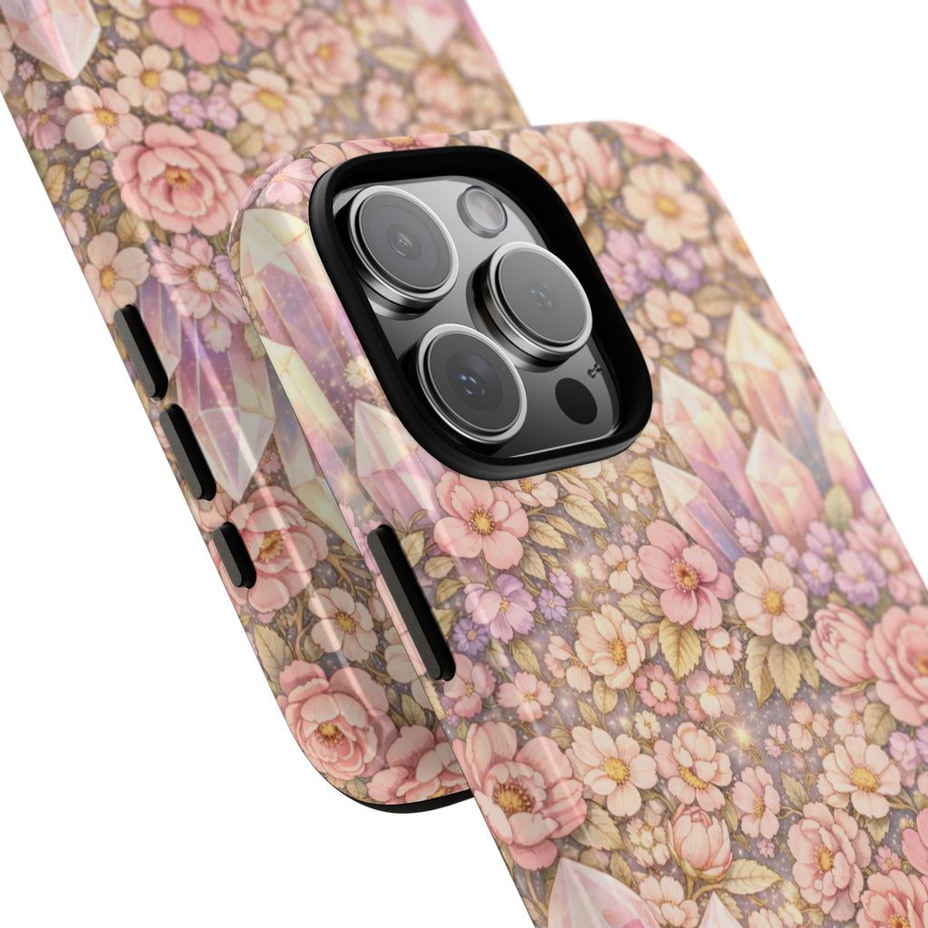 iPhone Case — Angelic Crystal Garden Phone Case — Pink Floral Quartz Protective Cover