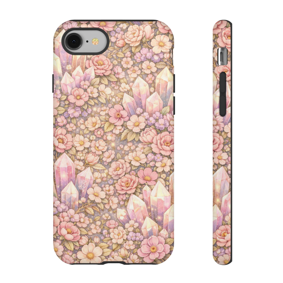 iPhone Case — Angelic Crystal Garden Phone Case — Pink Floral Quartz Protective Cover