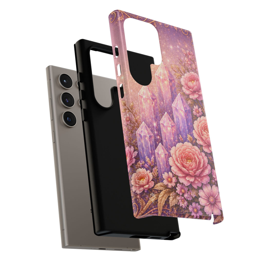 Samsung Galaxy Crystal Garden Phone Case — Pink Floral Crystal Phone Cover