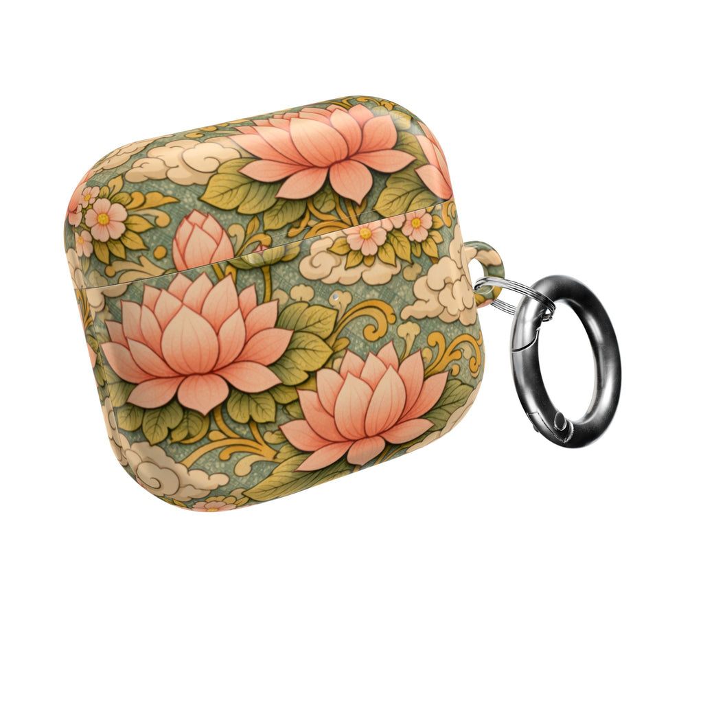 Bodhisattva Kwan Yin's Lotus AirPod Case — Vintage Botanical Pattern Protective Cover