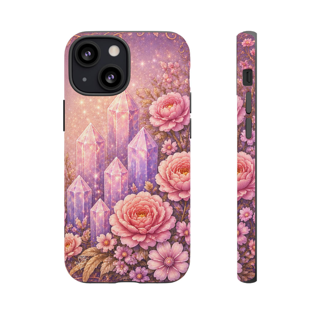 Lilac Quartz Garden Phone Case — Pink Floral Gemstone iPhone Cover