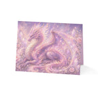 Lilac Fire Dragon Greeting Card — Pastel Floral Dragon Art Folded Note Cards (1/10/30/50-pack)