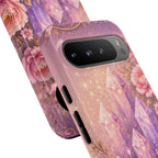 Google Pixel Lilac Quartz Garden Phone Case — Pink Floral Crystal Phone Cover