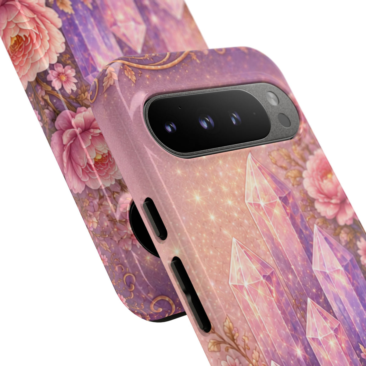 Google Pixel Lilac Quartz Garden Phone Case — Pink Floral Crystal Phone Cover