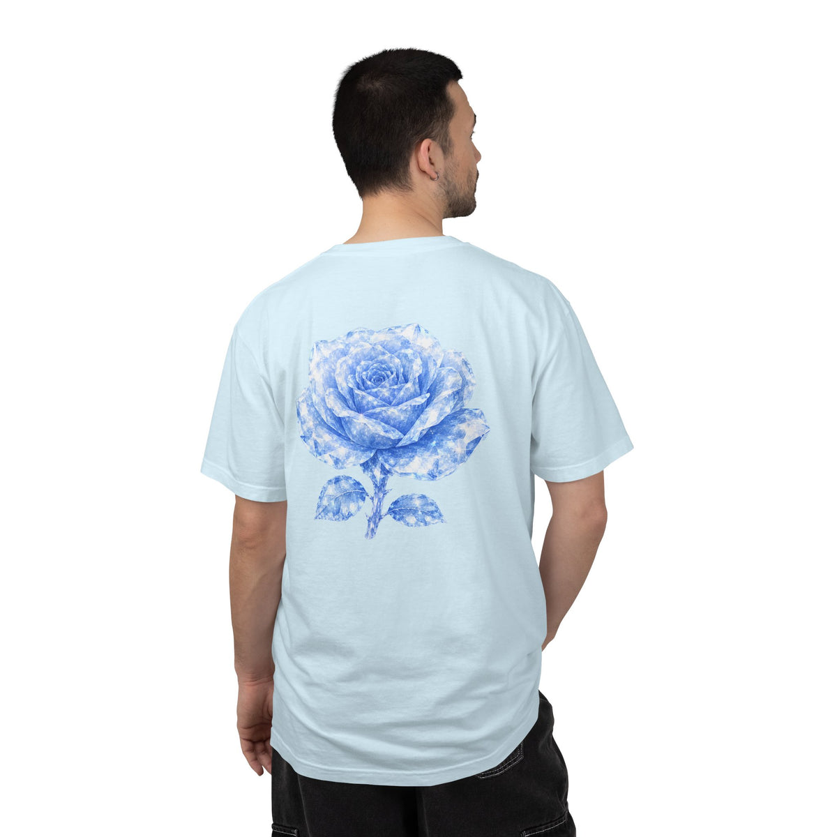 Celestite Rose Crystal Graphic T-Shirt — Chest & Back Floral Print