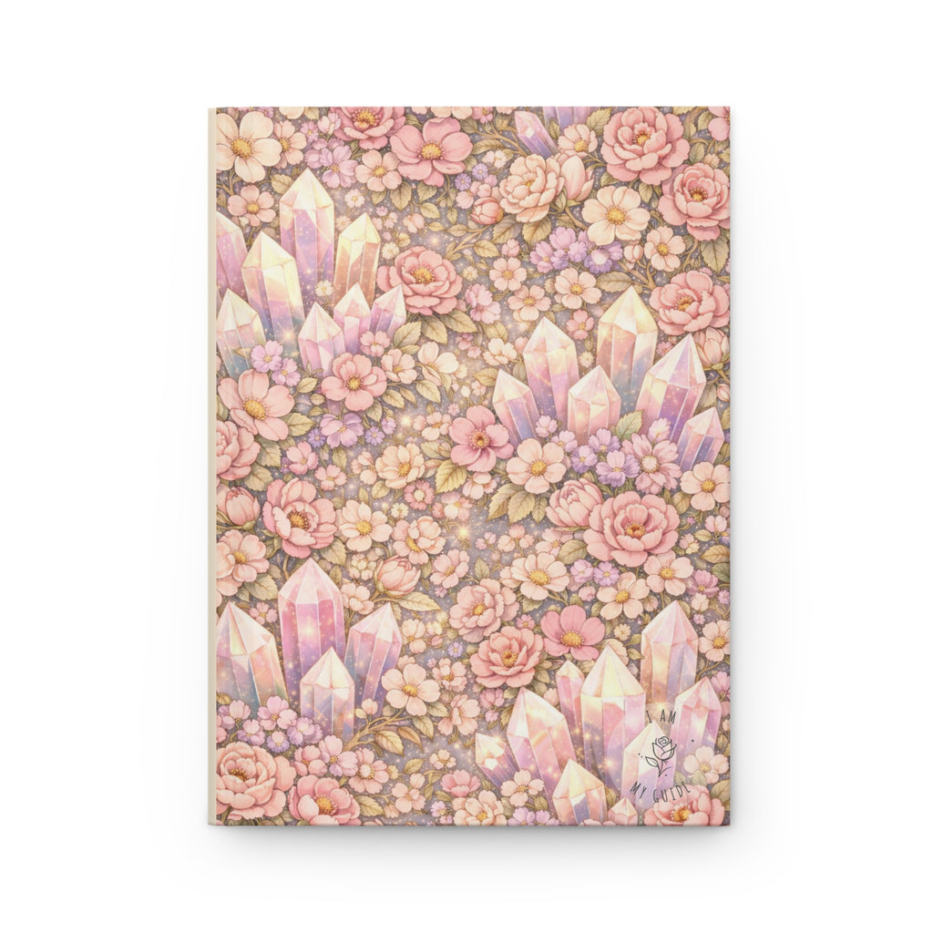 Angelic Crystal Floral Hardcover Journal (Lined Pages) — Pastel Floral & Gemstone Notebook for Gratitude, Journaling, & Gifts