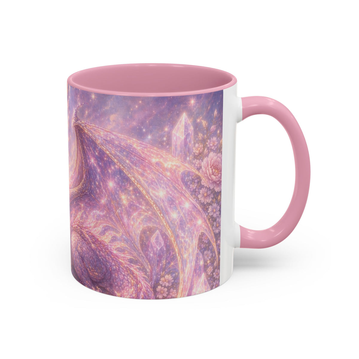 Lilac Fire Dragon Mug — 11oz/15oz Colorful Ceramic Coffee Cup