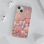 iPhone Case Lemurian Rose Crystal Garden — Sparkling Pastel Floral iPhone Cover